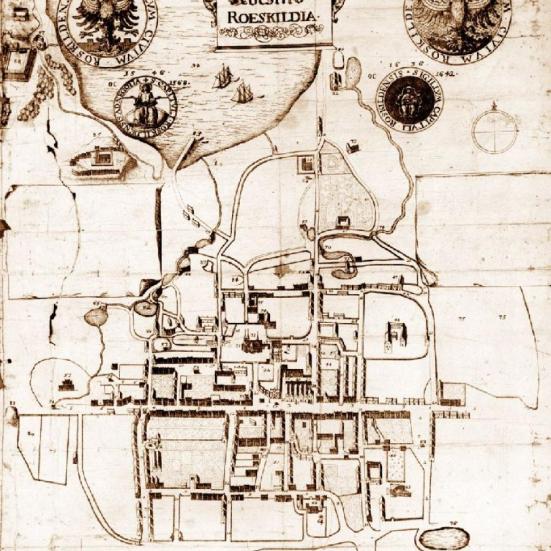 Bispegården eller Roskildegården var i 1658 hovedsæde for Roskildegårdens Len. Selvom Biskoppen ikke længere boede i Roskilde, kaldtes gården stadig for “Bispegården” på Peder Hansen Resens Kort fra 1677.