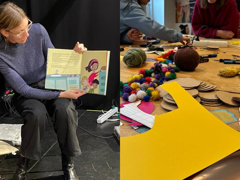 Højtlæsning og krea materialer